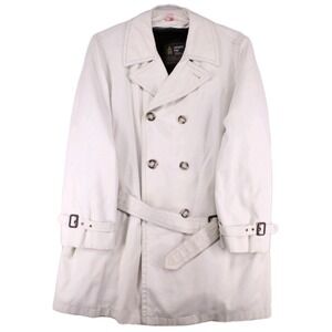 London Fog Vintage Maincoats 42 Long Cream Trench Coat Zip Liner Removable